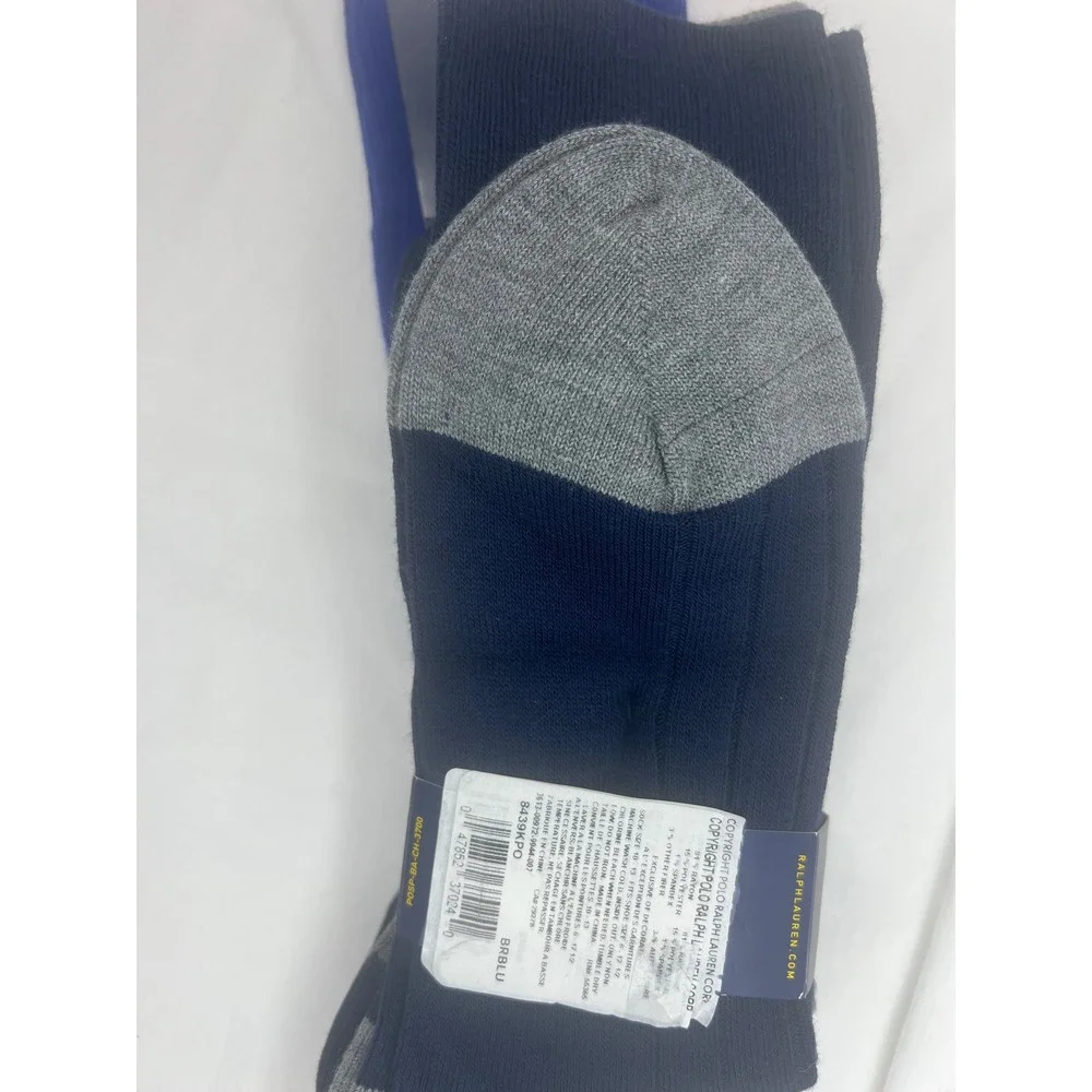Polo Ralph Lauren Mens 3 Pack Dress Socks Blue Grey Navy Ribbed‎ Soft Touch NEW
